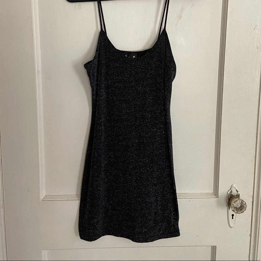 Vintage Y2K Metallic Little Black Dress - Picture 3 of 9